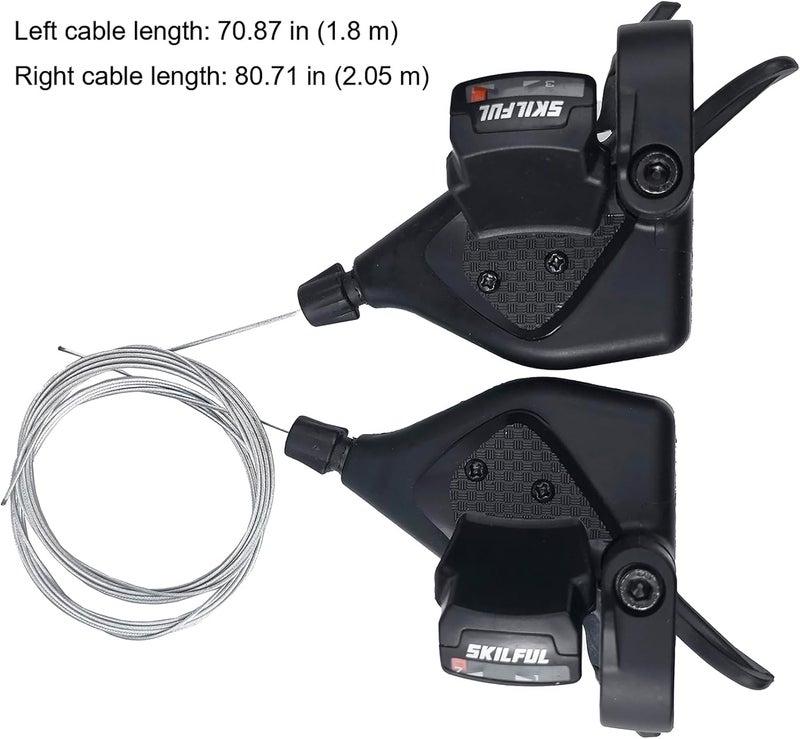THALOUS Bicycle Gear Shift Lever 3x7 3x8 3 7 21 24 Speed Thumb Shifter with Gear Indicator Left Right for MTB Moutain Road Bike Tricycle - Image 3